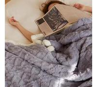 Couverture en fausse fourrure, Couverture décorative double face de luxe en polaire corail douce et moelleuse(Gray 2,150 * 200cm)
