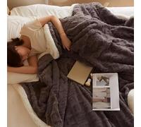 Couverture en fausse fourrure, Couverture décorative double face de luxe en polaire corail douce et moelleuse(Black,200 * 230cm)