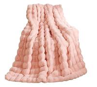 Couverture en fausse fourrure de luxe douce et chaude pour canapé et lit - Couverture douillette en peluche pour canapé et lit, rose, 127 x 157,5 cm, texture douce et délicate