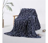 Couverture en fausse fourrure double couche en flanelle à imprimé léopard - Couverture d'hiver chaude en microfibre super douce pour chambre à coucher, canapé, chaise (bleu, 130 x 160 cm)