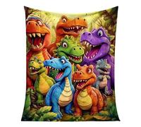 Couverture en Fausseté Douce et Amusante avec Un Dino Mignon, Dragon Souriant en HD sur Flanelle Ultra-Douce et Légère pour la Chambre des Enfants, Canapé et Décoration Intérieure