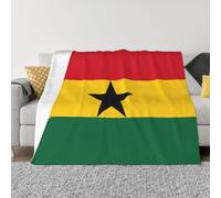 Couverture en flanelle 127 x 101,6 cm - Imprimé drapeau du Ghana - Doux et confortable - Léger - Pliable - Pour chambre à coucher, canapé, camping, voyage
