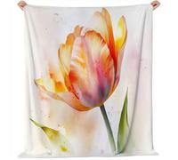 Couverture en Flanelle 130 x 150 cm, Moelleuse Plaid Tulipes Fantaisie À L'Aquarelle Couverture Enfant Douce Chaude Polaire, Couvre-Lit de Chambre Convient à Toutes Les Saisons pour Femmes, Rose