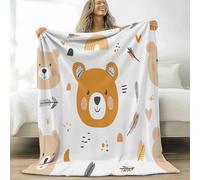 Couverture en Flanelle 220 x 240 cm Visage D'Ours De Dessin Animé Arc En Ciel Couleur Moelleuse Chaudes Couverture en Polaire, Blanc Légères Couvertures Toutes Saisons pour Voyager Lit Canapé