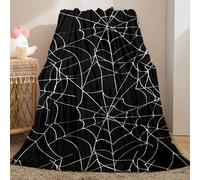 Couverture en flanelle 3D ultra douce avec toile d'araignée pour Halloween, 100 x 150 cm