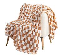 Couverture en flanelle à carreaux Motif quadrillé en damier Couverture douce pour canapé-lit Décoration 100 x 150 cm Couverture à carreaux kaki pour chaise Couverture en microfibre pour canapé-lit Cou