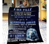 Couverture en Flanelle à Ma Fille, Plaid Cadeau Fille, Idée Cadeau Insolite Utile pour Un Anniversaire Noel Une Fête Un Mariage, Couverture Couvre Lit pour la Deco de la Maison