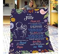 Couverture en Flanelle à Ma Fille, Plaid Cadeau Fille, Idée Cadeau Insolite Utile pour Un Anniversaire Noel Une Fête Un Mariage, Couverture Couvre Lit pour la Deco de la Maison