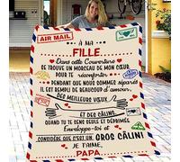 Couverture en Flanelle à Ma Fille, Plaid Cadeau Fille, Idée Cadeau Insolite Utile pour Un Anniversaire Noel Une Fête Un Mariage, Couverture Couvre Lit pour la Deco de la Maison