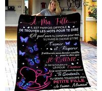 Couverture en Flanelle à Ma Fille, Plaid Cadeau Fille, Idée Cadeau Insolite Utile pour Un Anniversaire Noel Une Fête Un Mariage, Couverture Couvre Lit pour la Deco de la Maison