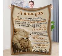 Couverture en Flanelle à Ma Fils, Couverture À Mon Fils,Personnalisee Lettre à Ma Fils à Message en Français, Encourager Et Aimer Chaude d'hiver Cadeau Couverture Fils