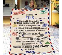 Couverture en Flanelle à Ma Fils, Plaid Cadeau Fils, Idée Cadeau Insolite Utile pour Un Anniversaire Noel Une Fête Un Mariage, Couverture Couvre Lit pour la Deco de la Maison