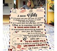 Couverture en Flanelle à Ma Fils, Plaid Cadeau Fils, Idée Cadeau Insolite Utile pour Un Anniversaire Noel Une Fête Un Mariage, Couverture Couvre Lit pour la Deco de la Maison