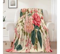 Couverture en Flanelle À Motif Traditionnel Rose Plante Fleur Plaid Polaire Flanelle Douce Et Chaude Rouge pour Enfants, Adolescents, Adultes, Cadeau pour Amis Famille Canapé Lit, 130 x 170 cm