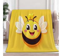 Couverture en Flanelle Abeille De Dessin Animé Joueuse 200 x 200 cm Couvertures en Polaire en Microfibre Polaire Toutes Saisons pour Voyage Canapé pour Voyager Lit Canapé Enfants Adultes, Jaune