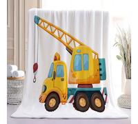 Couverture en Flanelle avec Motif Dessin animé véhicules de Chantier Simple - Couverture Polaire Moelleuse Jaune, Douce Et Chaude - Couvertures De Canapé pour Adolescents Et Adultes 150×200 cm