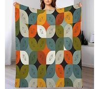 Couverture en Flanelle avec Vert Orange Symétrie du Cercle - Polaire Moelleuse Voyage,Douce Et Chaude - Imprimé Géométrie Abstraite 3D pour Adolescents Et Adultes Room Decor,75X100Cm