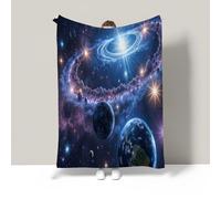 Couverture en Flanelle Bleu Foncé,Moelleuse Chaudes 3D Scènes Cosmiques Couverture en Polaire Légères Couvertures Toutes Saisons pour Voyager,Lit Ou Canapé (Images D'Étoiles Astronomiques,220×240 Cm)