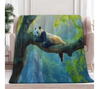 Couverture en Flanelle Branche du Panda Animal 180 x 200 cm Couvertures en Polaire en Microfibre Polaire Toutes Saisons pour Voyage Canapé pour Voyager Lit Canapé Enfants Adultes, Bleu