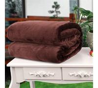 Couverture en Flanelle, Couverture Corail, Couverture épaisse Double Face Couverture Chaude Moelleuse en Cachemire Super Doux, Anti-acarien, Anti-Allergique (Café Noir,180x200CM)