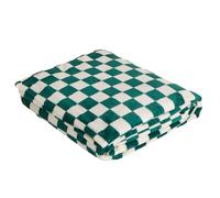 Couverture en flanelle, couverture en peluche douce et pelucheuse, couverture en damier noir et blanc, très épaisse et chaude, for canapé, chaise, lit, camping, pique-nique, voyage ( Color : Green , S