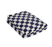Couverture en flanelle, couverture en peluche douce et pelucheuse, couverture en damier noir et blanc, très épaisse et chaude, for canapé, chaise, lit, camping, pique-nique, voyage ( Color : Blue , Si
