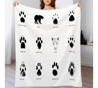 Couverture en Flanelle, couvertures moelleuses Douces, Enfants/Couverture de canapé Adultes130 x 150cm,Conception Simple Empreintes d'animaux Noir et Blanc