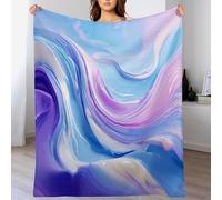 Couverture en Flanelle, couvertures moelleuses Douces, Enfants/Couverture de canapé Adultes150 x 200cm,Résumé Moderne Motif tourbillonnant Bleu-Violet