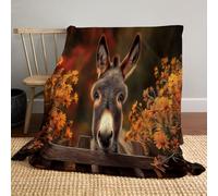 Couverture en Flanelle De Âne Clôturé pour Canapé Canapé-Lit Décor, 180x220cm Couverture Douce Et Chaude en Animal De Campagne Vintage, Convient Adulte Et Enfant