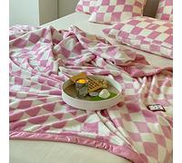 Couverture en flanelle douce à motif damier pour l'automne et l'hiver, sieste chaude, canapé, loisirs, confortable, légère, 150 x 200 cm (150x200cm)