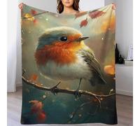 Couverture en flanelle douce avec impression 3D rouge-gorge pour enfants et garçons, toutes saisons, pour canapé, lit, sofa, décoration d'intérieur, 100 x 130 cm