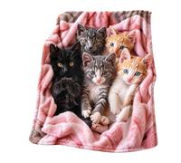 Couverture en flanelle douce avec imprimé - Couverture décorative | Motif imprimé chaton doux pour adolescents, enfants, maison, appartement, salon, chambre, crèche, canapé, lit, chaise et film