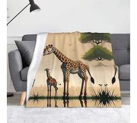 Couverture en flanelle douce et confortable pour canapé, lit, bureau 152,4 x 127 cm Motif girafe mère et enfant