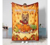 Couverture en flanelle douce et confortable pour canapé, lit, plage, voyage, décoration d'intérieur et de canapé - 152,4 x 203,2 cm, motif cairn terrier d'automne