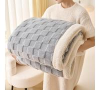 Couverture en Flanelle Douce et réversible, Plaid Moelleux et Douillet à Carreaux, décoration d'intérieur pour canapé, lit, Salon, Toutes Saisons, Gris, 150 x 200 cm