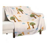 Couverture en flanelle douce, légère et chaude, motif girafe mangeant un soleil mignon, toutes saisons, pour lit, chaise, voiture, canapé, chambre à coucher, voyage, lavable en machine, 76 x 101 cm