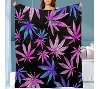 Couverture en Flanelle Feuilles de Cannabis pour Hommes | Plaid Imprimé Végétal Doux et Léger, Jeté de Lit pour Chambre, Salon et Voyages, Taille 130x180cm
