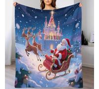 Couverture en flanelle imprimée 3D Père Noël et élan pour canapés, lits et chaises, jeté polaire confortable, très large pour chambre à coucher, 127 x 152 cm