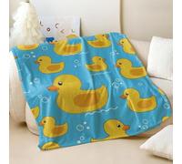 Couverture en flanelle imprimée canard mignon dessin animé, super douce pour enfants, parfaite pour décoration de chambre de garçons et filles et voyage (02, 130 x 150 cm)