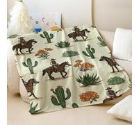 Couverture en flanelle imprimée cowboy occidental, couverture confortable pour enfants et adultes, 01,75 x 100 cm