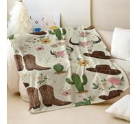 Couverture en flanelle imprimée cowboy occidental, couverture confortable pour enfants et adultes, 03,75 x 100 cm