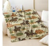 Couverture en flanelle imprimée cowboy occidental, couverture confortable pour enfants et adultes, 04,75 x 100 cm