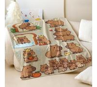 Couverture en flanelle imprimée dessin animé Capybara - Collage amusant - Couverture douce pour canapé et lit - Idéal pour décoration de chambre d'enfants et d'adultes (04, 130 x 150 cm)