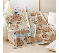 Couverture en flanelle imprimée dessin animé Capybara - Collage amusant - Couverture douce pour canapé et lit - Idéal pour décoration de chambre d'enfants et d'adultes (05, 180 x 200 cm)