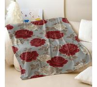 Couverture en flanelle imprimée entrelacée, motif floral classique moderne, douce et confortable, pour diverses occasions (03, 200 x 200 cm)