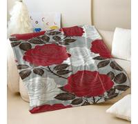 Couverture en flanelle imprimée entrelacée, motif floral classique moderne, douce et confortable, pour diverses occasions (04, 180 x 200 cm)