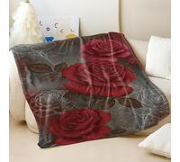 Couverture en flanelle imprimée entrelacée, motif floral classique moderne, douce et confortable, pour diverses occasions (01, 150 x 200 cm)