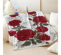 Couverture en flanelle imprimée entrelacée, motif floral classique moderne, douce et confortable, pour diverses occasions (02, 200 x 200 cm)