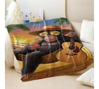 Couverture en flanelle imprimée gorille tropicale, super douce et confortable, pour canapé et lit, idéale pour décoration d'intérieur pour enfants et adultes (01, 130 x 150 cm)