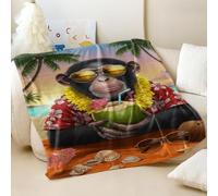 Couverture en flanelle imprimée gorille tropicale, super douce et confortable, pour canapé et lit, idéale pour décoration d'intérieur pour enfants et adultes (02,75 x 100 cm)